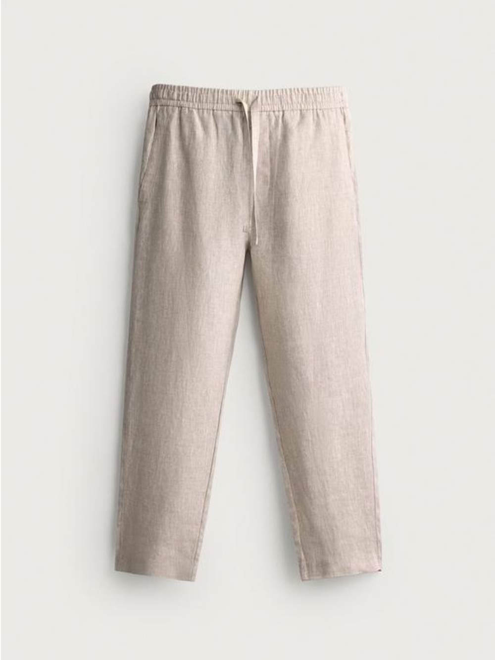 Men's Relaxed Linen-Blend Drawstring Pants — Beige